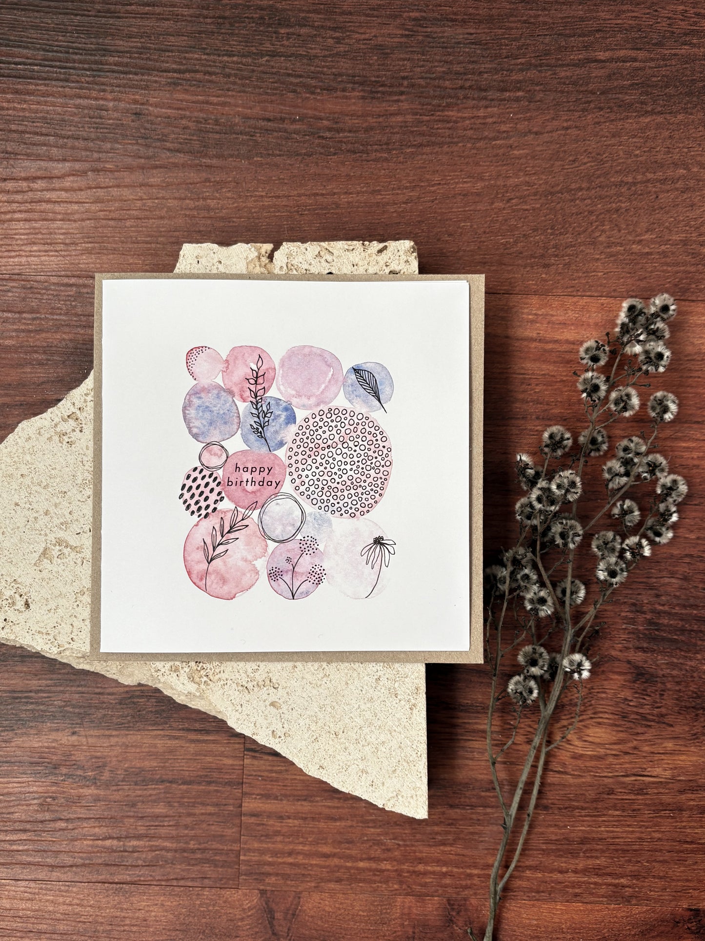 happy birthday pink card