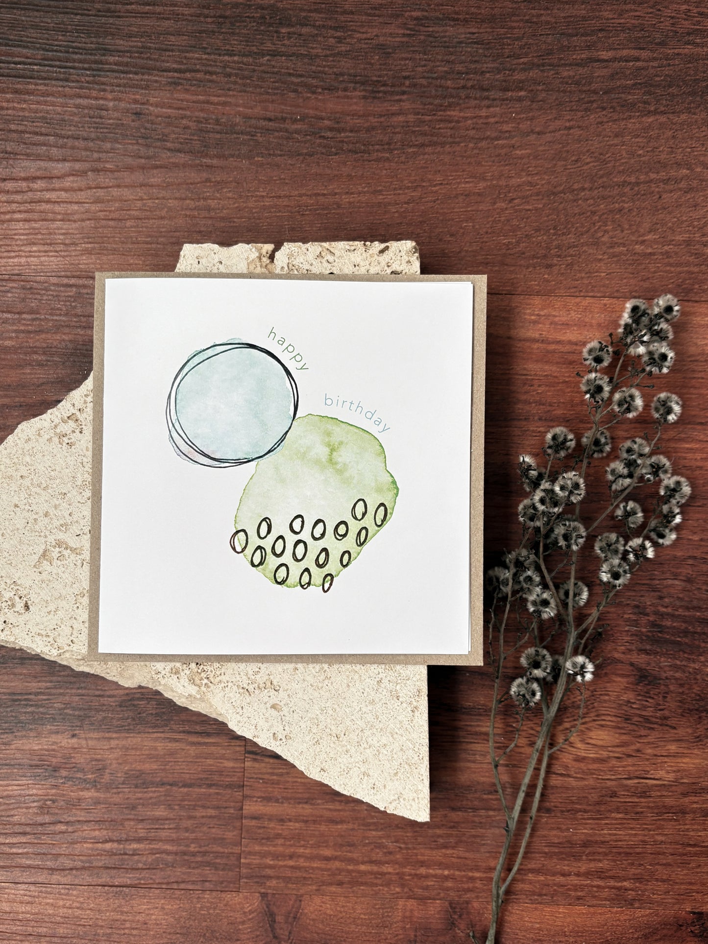 happy birthday blue green card