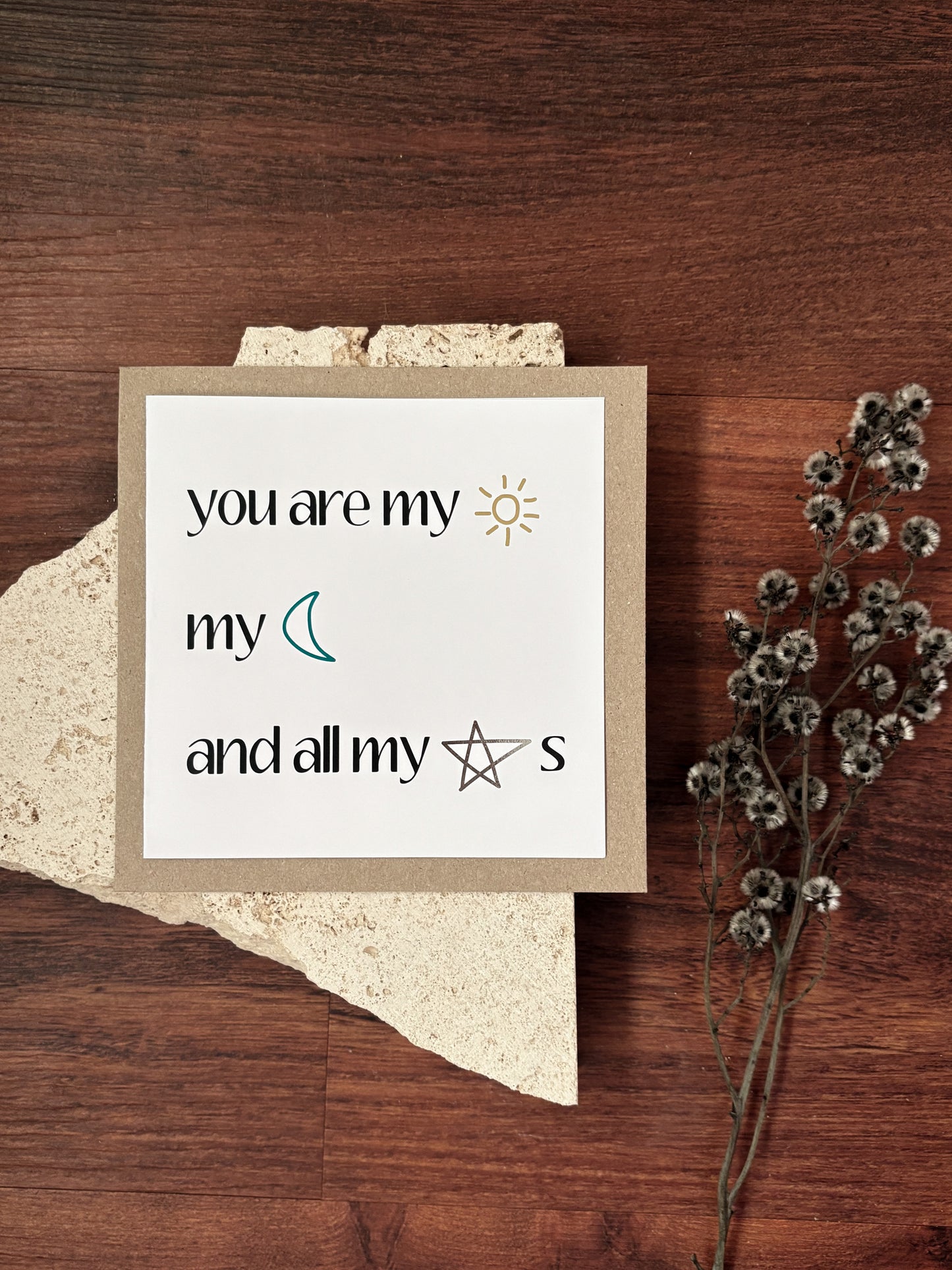 sun, moon and stars foil card