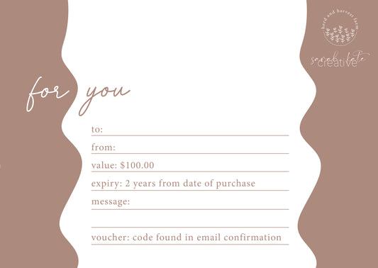 Herd and Harvest Farm PHYSICAL Gift Voucher $100.00
