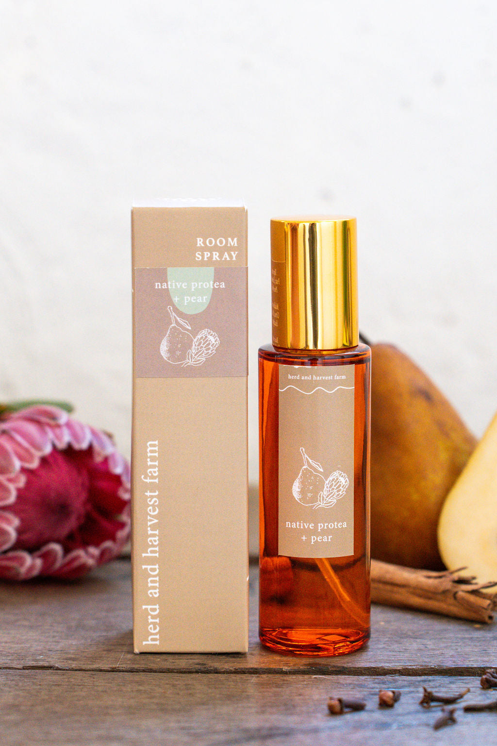 native protea + pear | amber | room spray