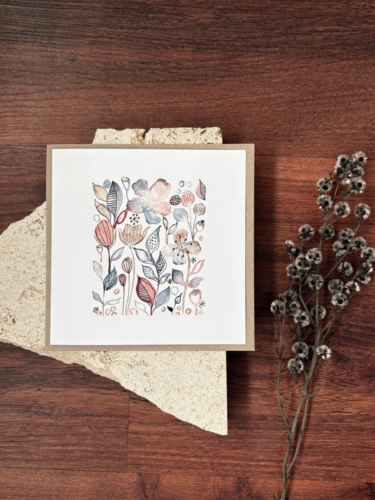 blank blue floral card