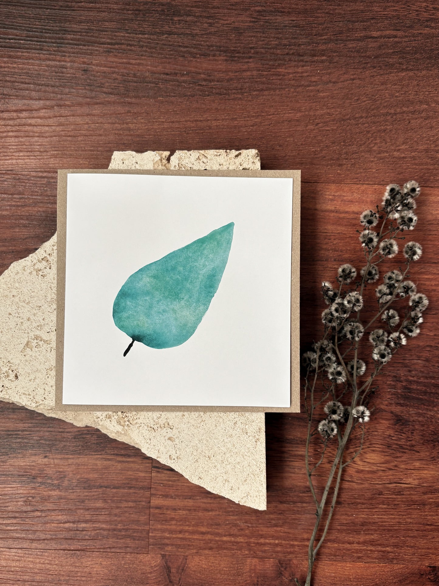 blank green leaf card