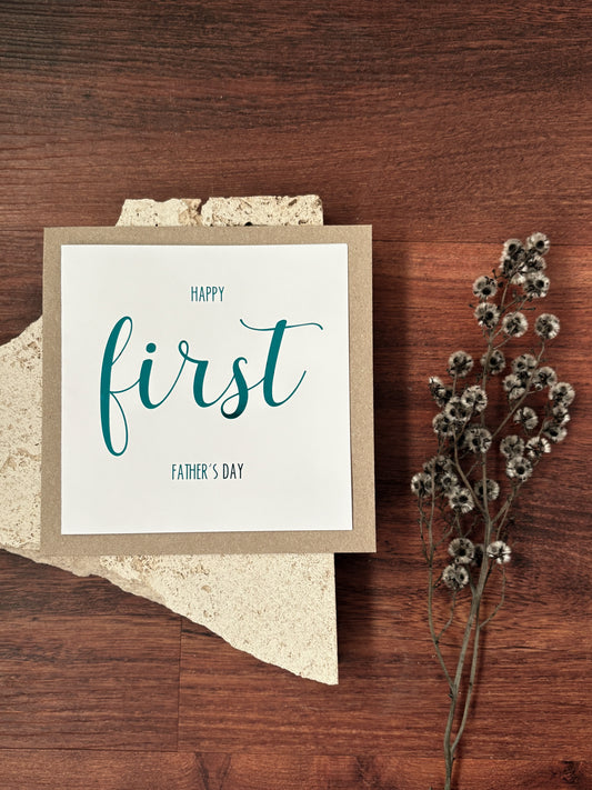 happy first fathers day blue foil card