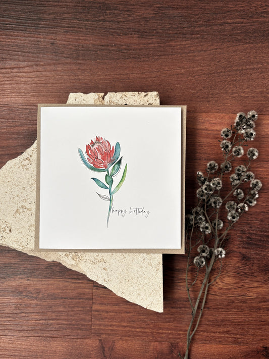 happy birthday protea card