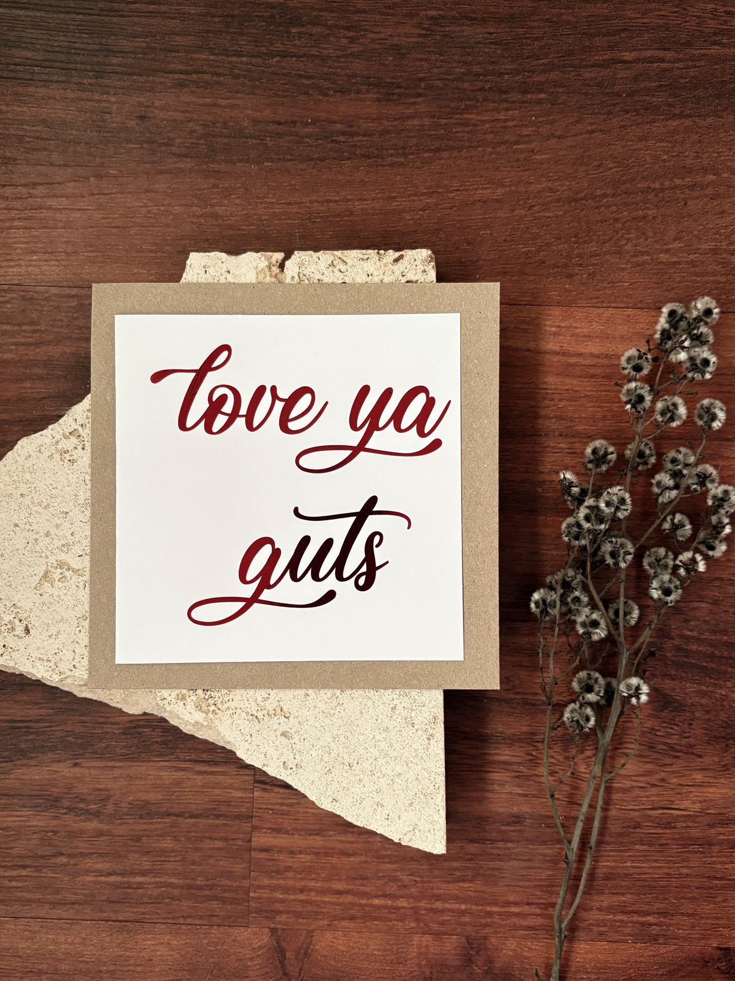 love ya guts red foil card