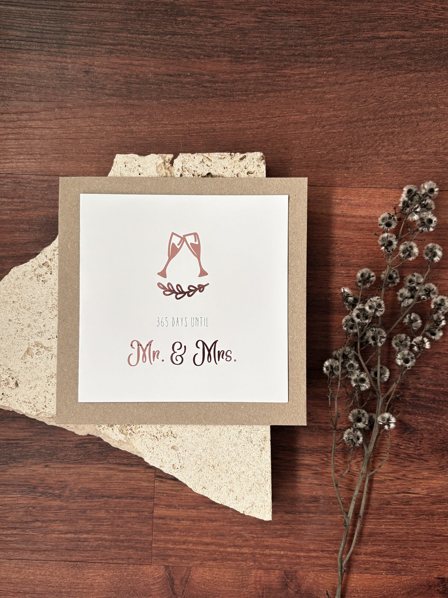 365 days until mr & mrs pink foil card