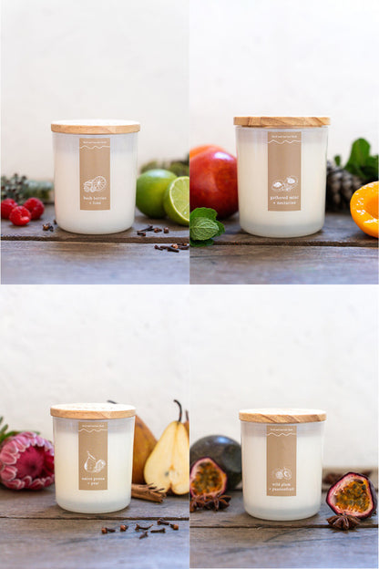 gathered mint + nectarine | white | soy candle | 50 + hrs