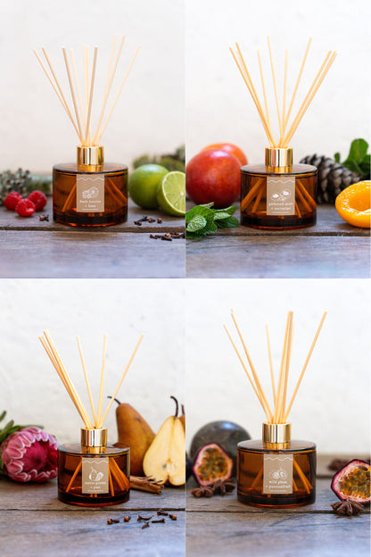 gathered mint + nectarine | amber | reed diffuser